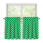 Green And White Polka Dot Pattern Print Tier Curtains