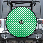 Green And White Polka Dot Pattern Print Tire Cover With Camera Hole
