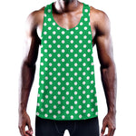 Green And White Polka Dot Pattern Print Training Tank Top