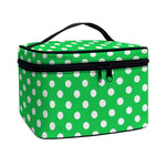 Green And White Polka Dot Pattern Print Travel Makeup Bag