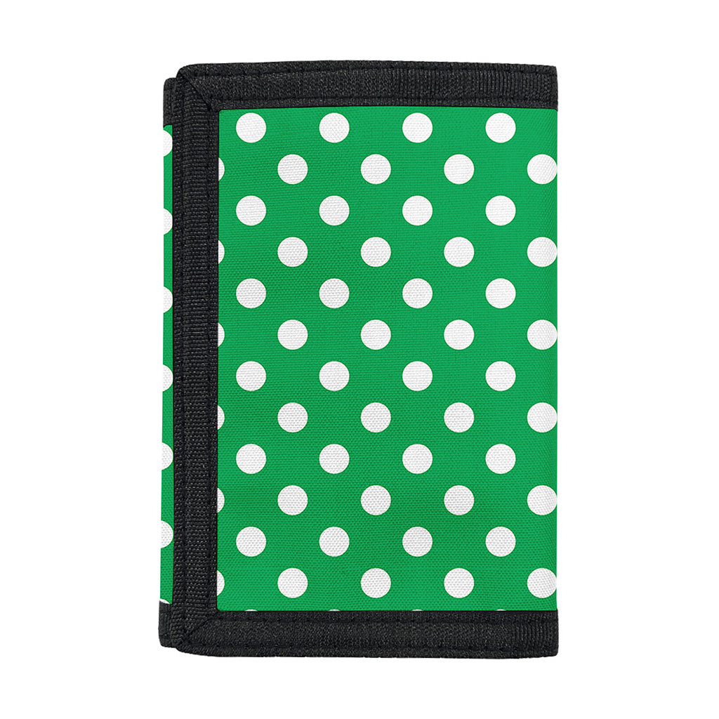 Green And White Polka Dot Pattern Print Trifold Wallet