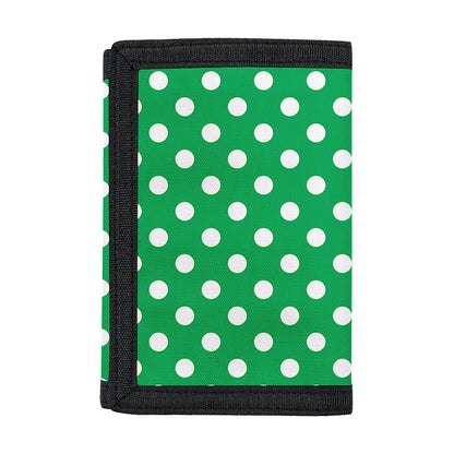 Green And White Polka Dot Pattern Print Trifold Wallet