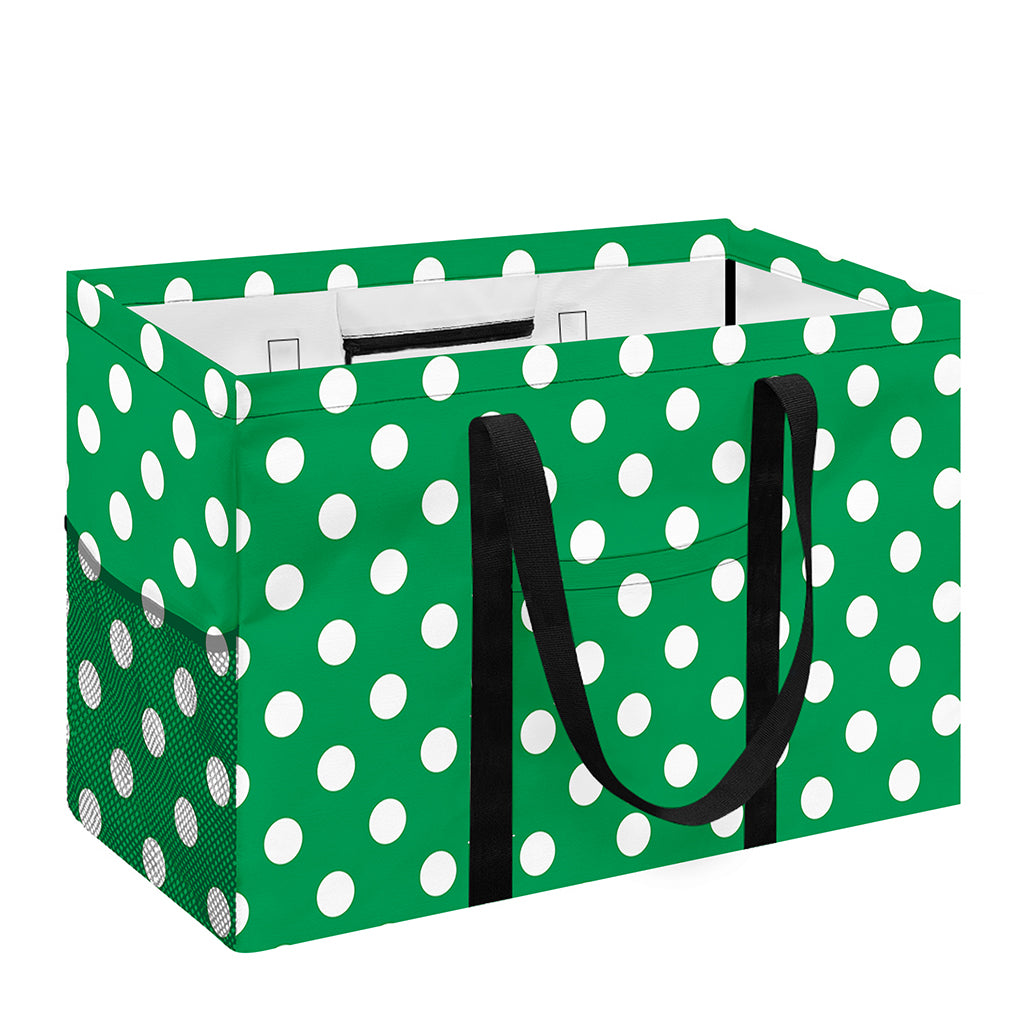 Green And White Polka Dot Pattern Print Utility Tote Bag