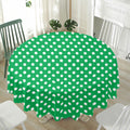 Green And White Polka Dot Pattern Print Waterproof Round Tablecloth