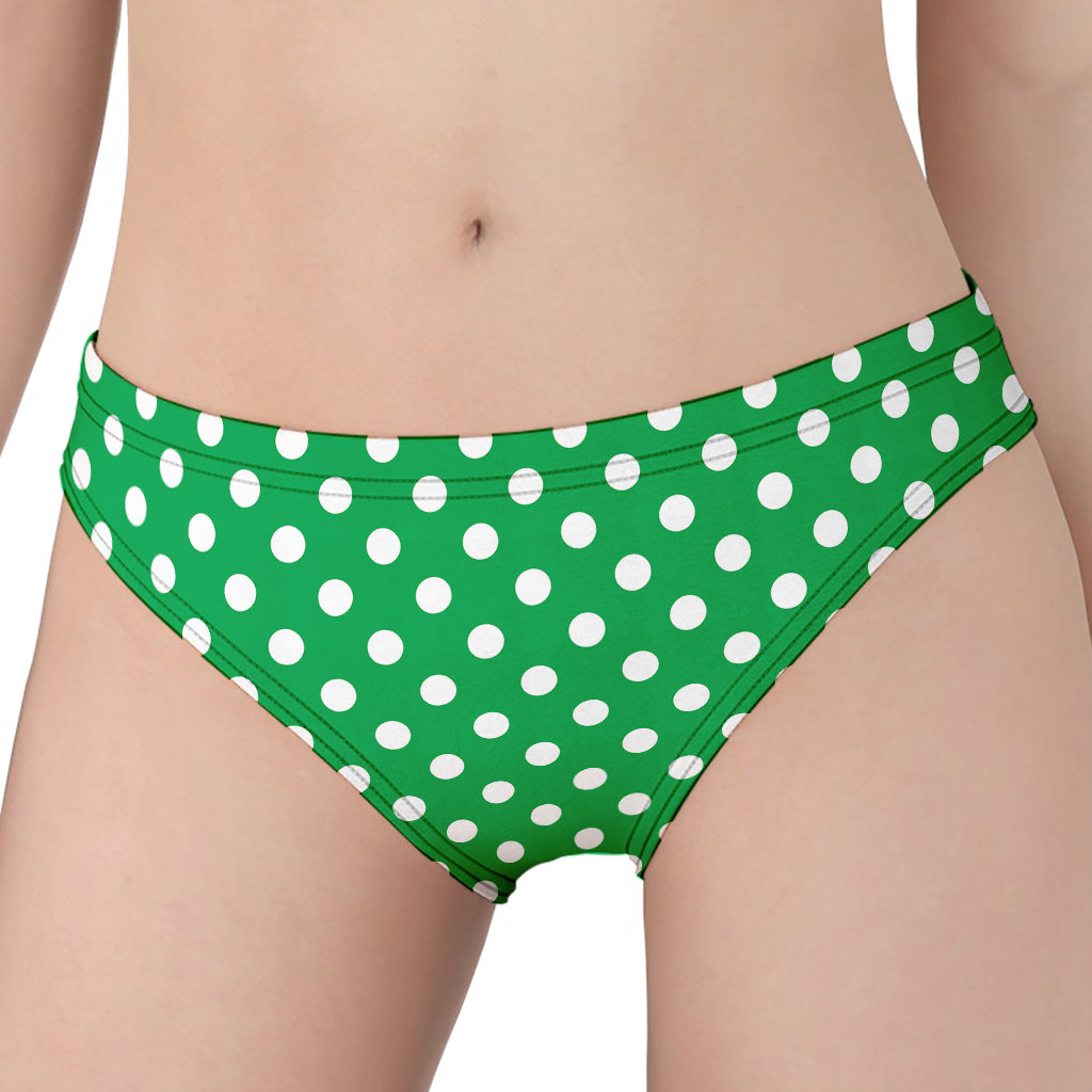 Green And White Polka Dot Pattern Print Women's Panties