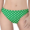 Green And White Polka Dot Pattern Print Women's Thong