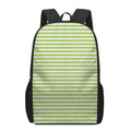 Green And White Striped Pattern Print 17 Inch Backpack