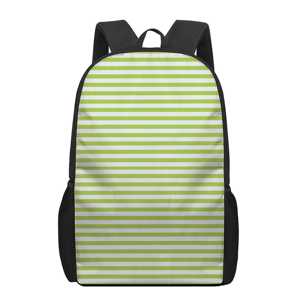 Green And White Striped Pattern Print 17 Inch Backpack