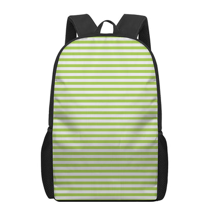 Green And White Striped Pattern Print 17 Inch Backpack
