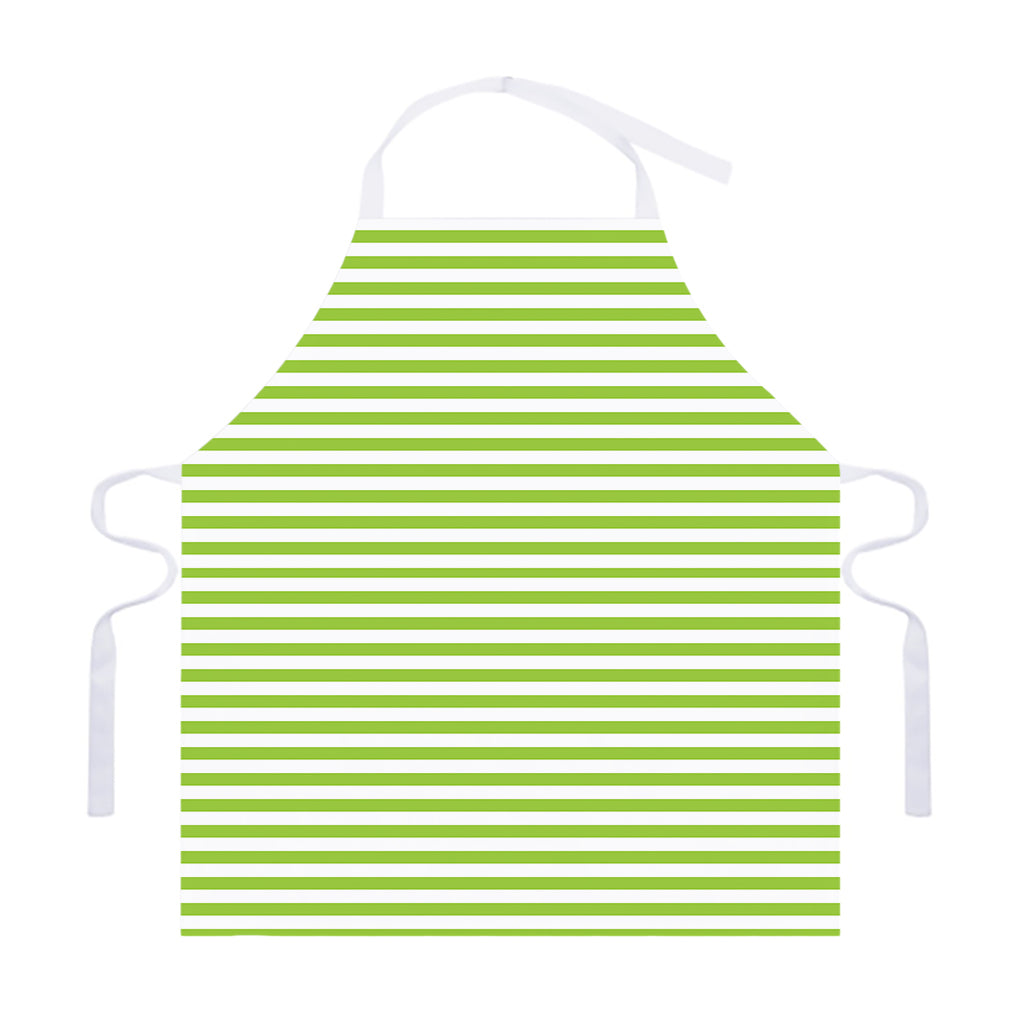 Green And White Striped Pattern Print Adjustable Apron