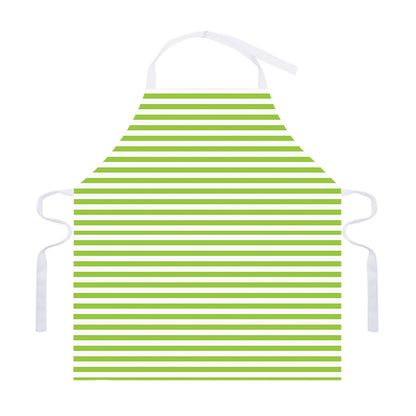 Green And White Striped Pattern Print Adjustable Apron