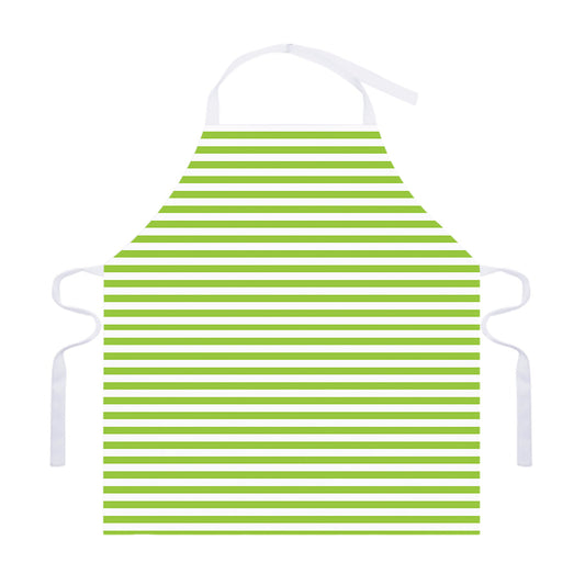Green And White Striped Pattern Print Adjustable Apron