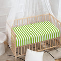 Green And White Striped Pattern Print Baby Crib Sheet