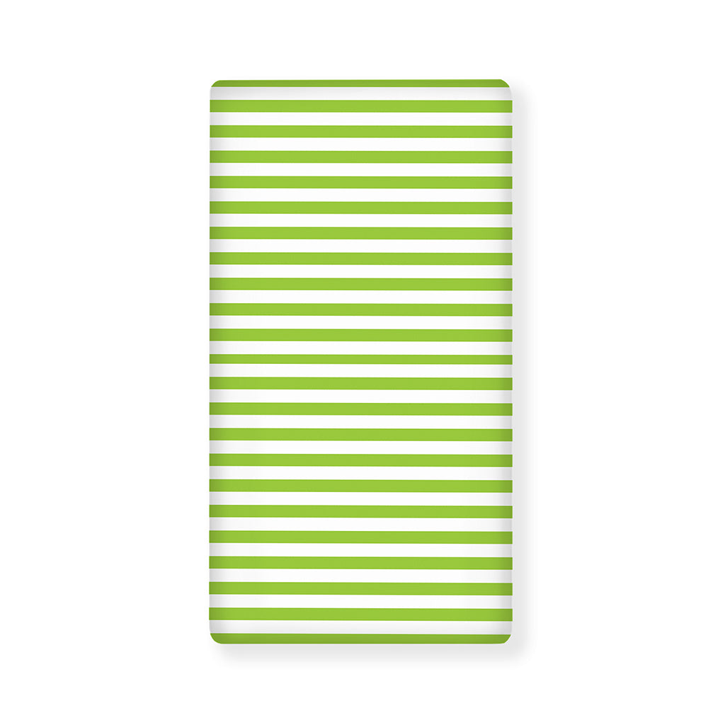Green And White Striped Pattern Print Baby Crib Sheet