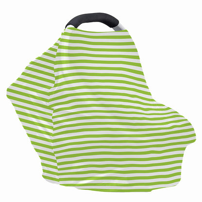 Green And White Striped Pattern Print Baby Seat Cover