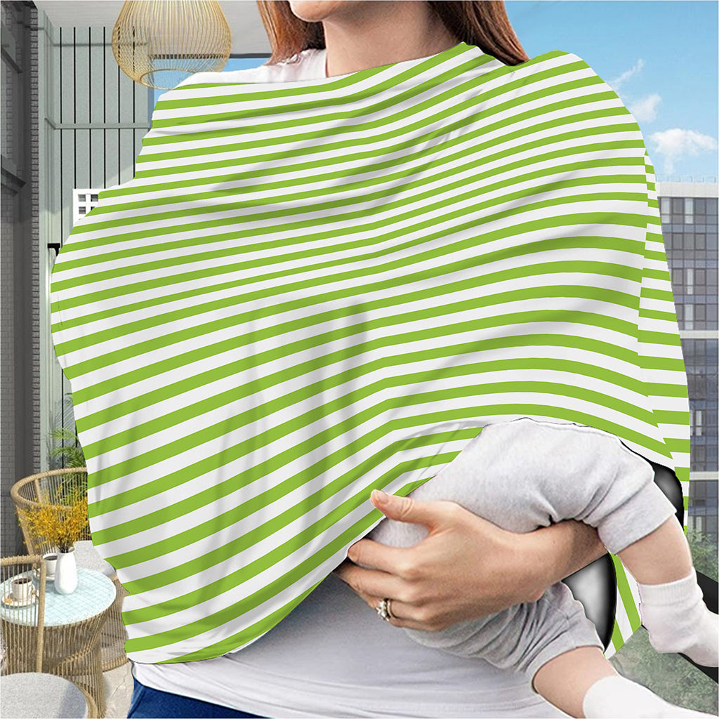 Green And White Striped Pattern Print Baby Seat Cover
