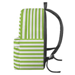 Green And White Striped Pattern Print Backpack