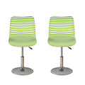 Green And White Striped Pattern Print Bar Stool Covers