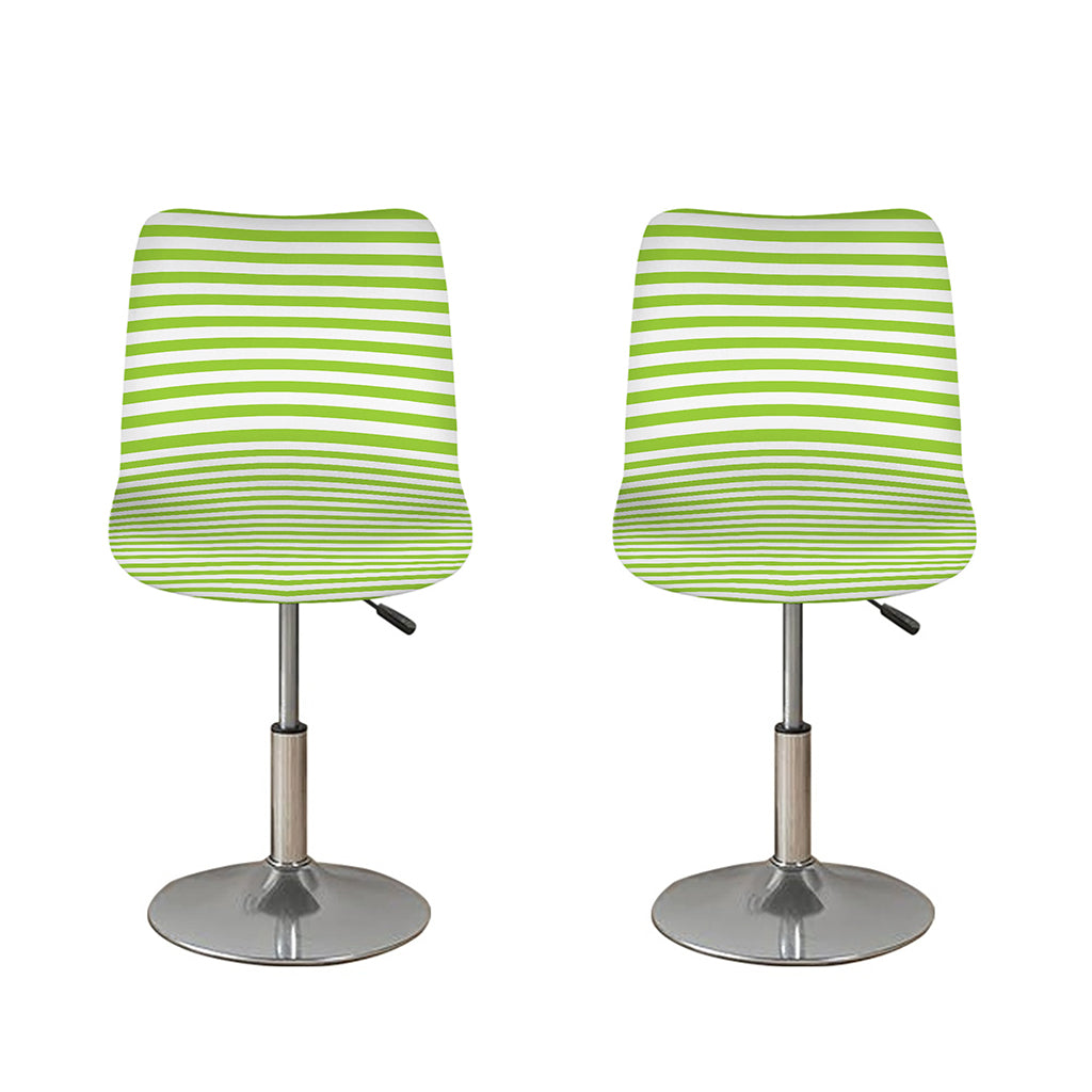 Green And White Striped Pattern Print Bar Stool Covers
