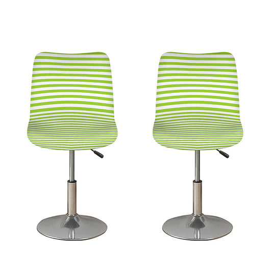 Green And White Striped Pattern Print Bar Stool Covers