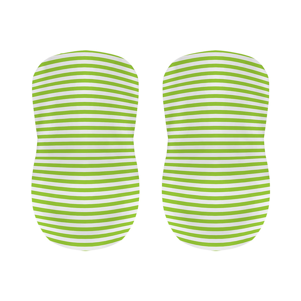 Green And White Striped Pattern Print Bar Stool Covers