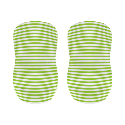 Green And White Striped Pattern Print Bar Stool Covers