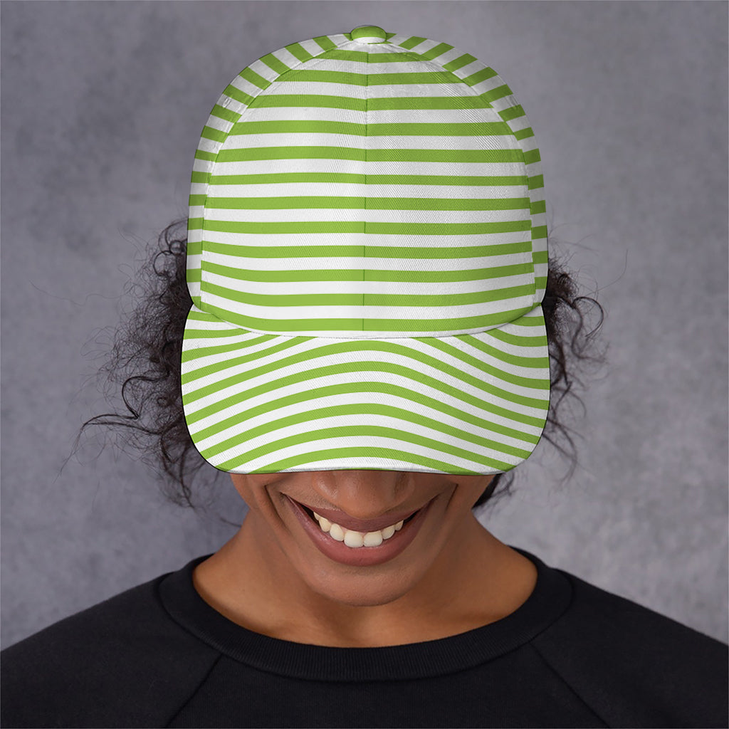Green And White Striped Pattern Print Baseball Cap