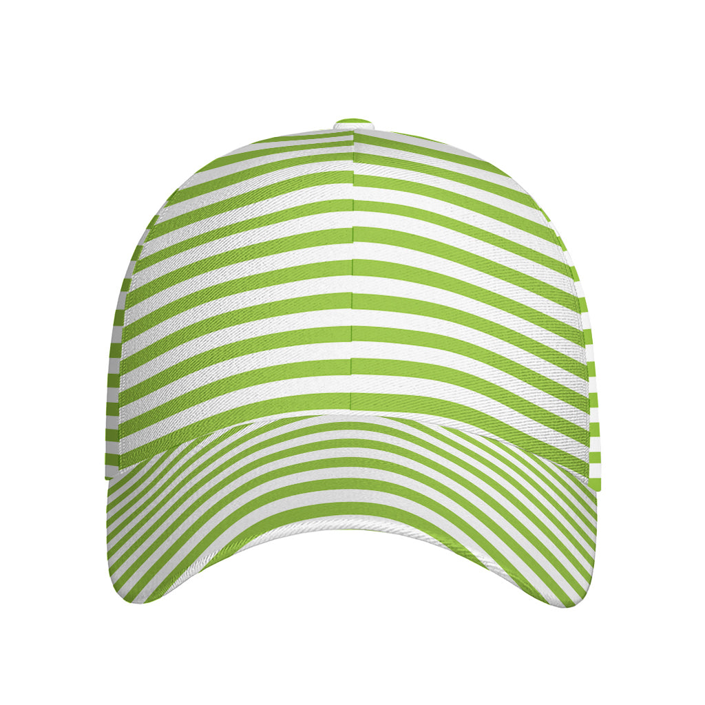 Green And White Striped Pattern Print Baseball Cap