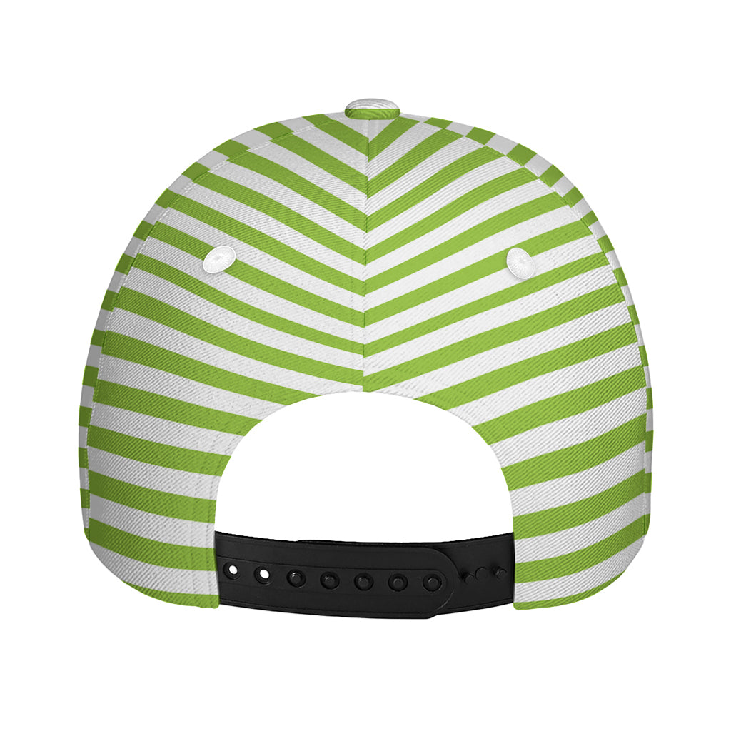 Green And White Striped Pattern Print Baseball Cap