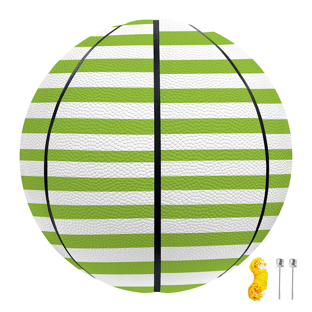 Green And White Striped Pattern Print Basketball