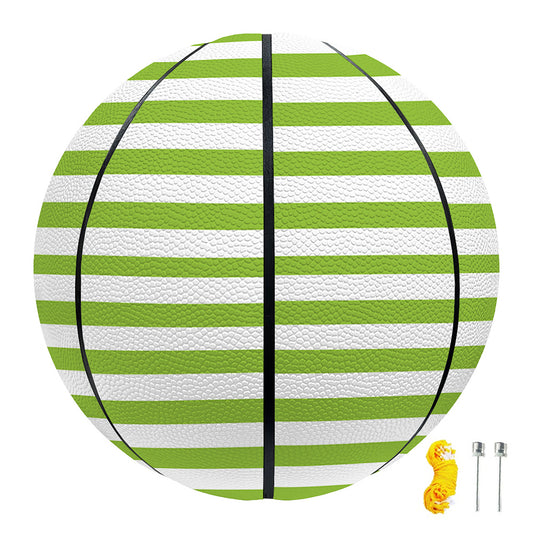 Green And White Striped Pattern Print Basketball