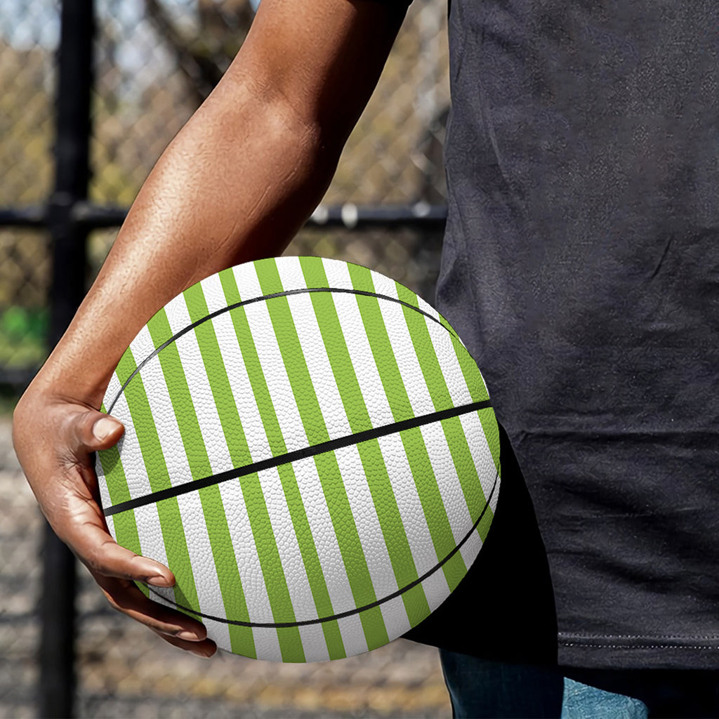Green And White Striped Pattern Print Basketball
