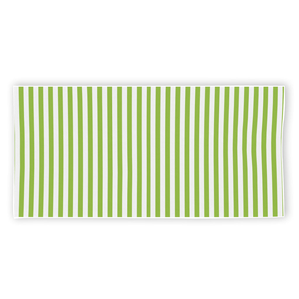 Green And White Striped Pattern Print Beach Towel