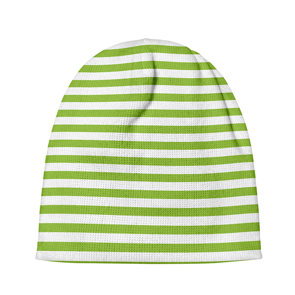 Green And White Striped Pattern Print Beanie