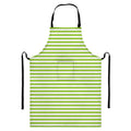 Green And White Striped Pattern Print Bib Apron With Pocket