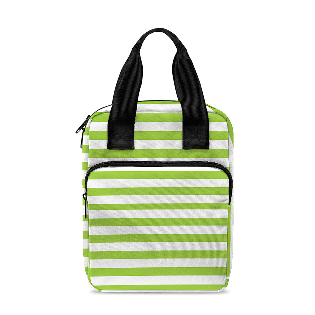Green And White Striped Pattern Print Bible Tote Bag