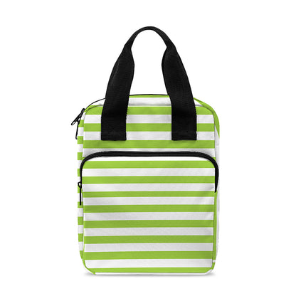 Green And White Striped Pattern Print Bible Tote Bag