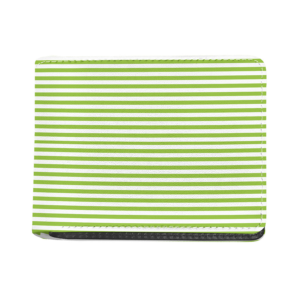 Green And White Striped Pattern Print Bifold Wallet
