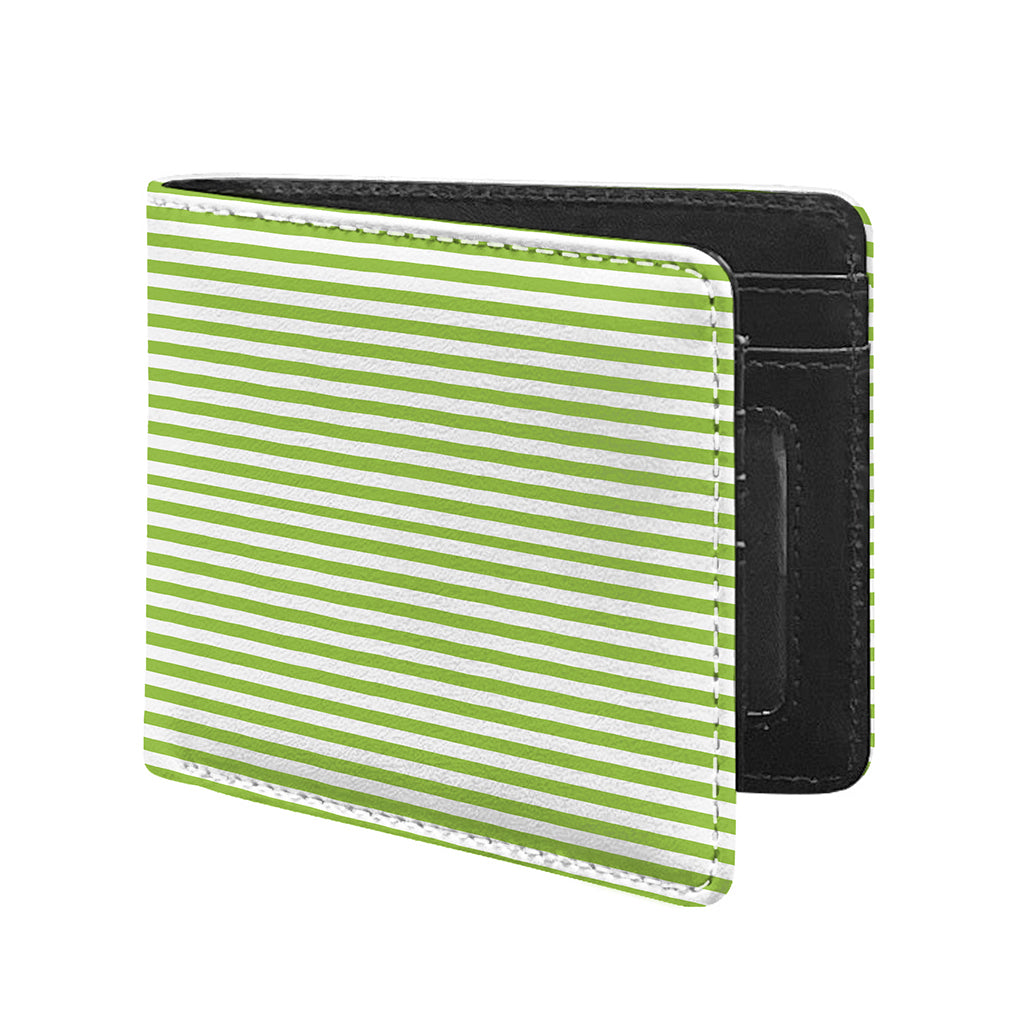 Green And White Striped Pattern Print Bifold Wallet