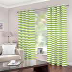 Green And White Striped Pattern Print Blackout Grommet Curtains