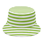 Green And White Striped Pattern Print Bucket Hat
