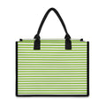 Green And White Striped Pattern Print Canvas Tote Bag