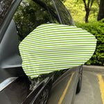 Green And White Striped Pattern Print Car Side Mirror Covers