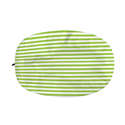 Green And White Striped Pattern Print Car Side Mirror Covers