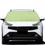 Green And White Striped Pattern Print Car Windshield Snow Cover