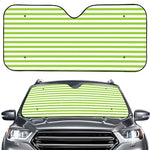Green And White Striped Pattern Print Car Windshield Sun Shade