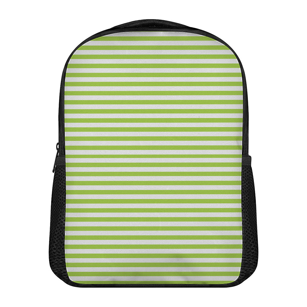 Green And White Striped Pattern Print Casual Backpack