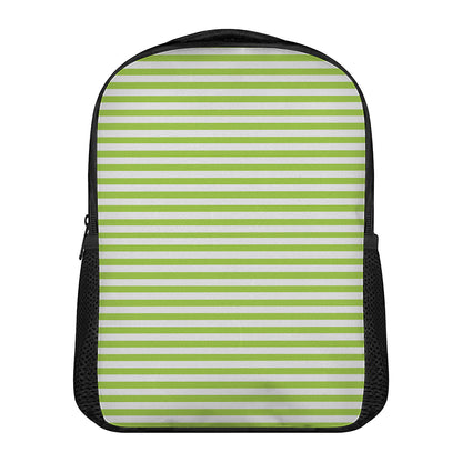 Green And White Striped Pattern Print Casual Backpack