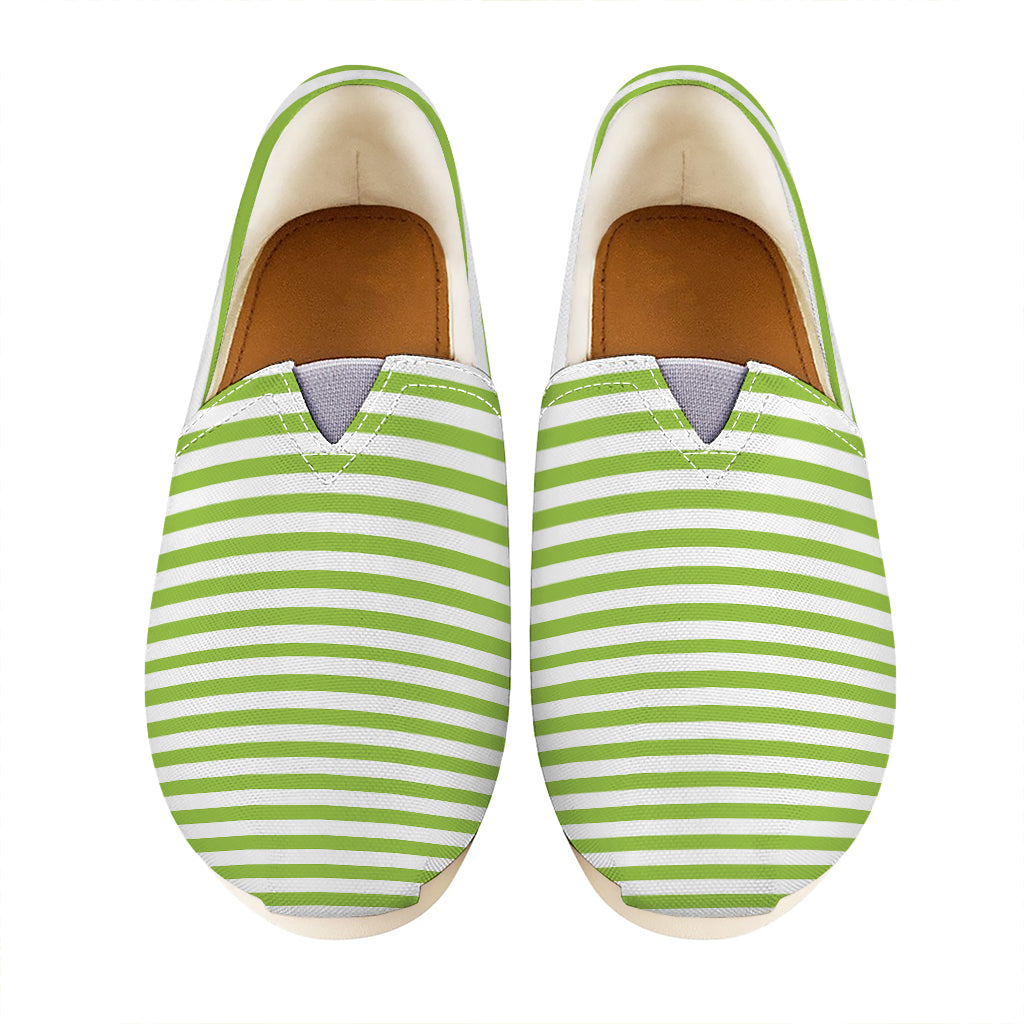 Green And White Striped Pattern Print Casual Shoes