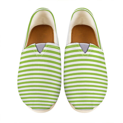 Green And White Striped Pattern Print Casual Shoes